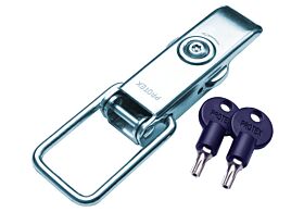 Non-Adjustable Latch with Torx Key Lock Medium Duty Mild Steel Zinc Plate Passivate (Silver)