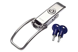 Spring Claw Latch with Torx Key Lock Medium Duty Mild Steel Zinc Plate Passivate (Silver Blue)