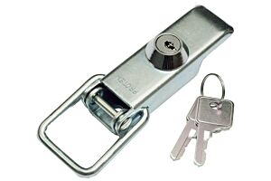 Non-Adjustable Latch with Key Lock Medium Duty Mild Steel Zinc Plate Passivate (Silver Blue)