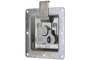 Rotary Turn Latch in Recess Dish Padlockable Mild Steel Zinc Plate Passivate (Silver Blue)