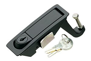 Lever Latch, Push Button, Locking, Black Powder Coated