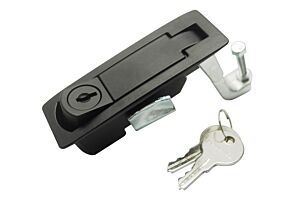 Lever Latch, Push Button, Locking, Black Powder Coated