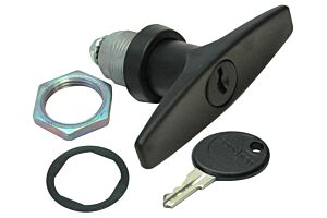 Cam Latch, T-Handle, Fixed Grip, Locking, Black Powder Coated